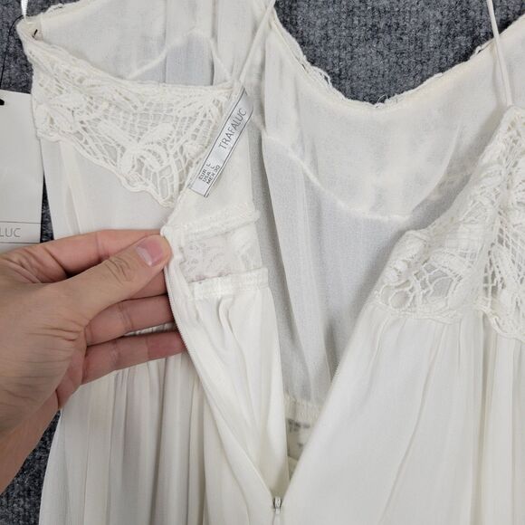 NWT ZARA White Crochet Lace Dress LWD Romantic Feminine Angelcore SIZE LARGE - Picture 9 of 15